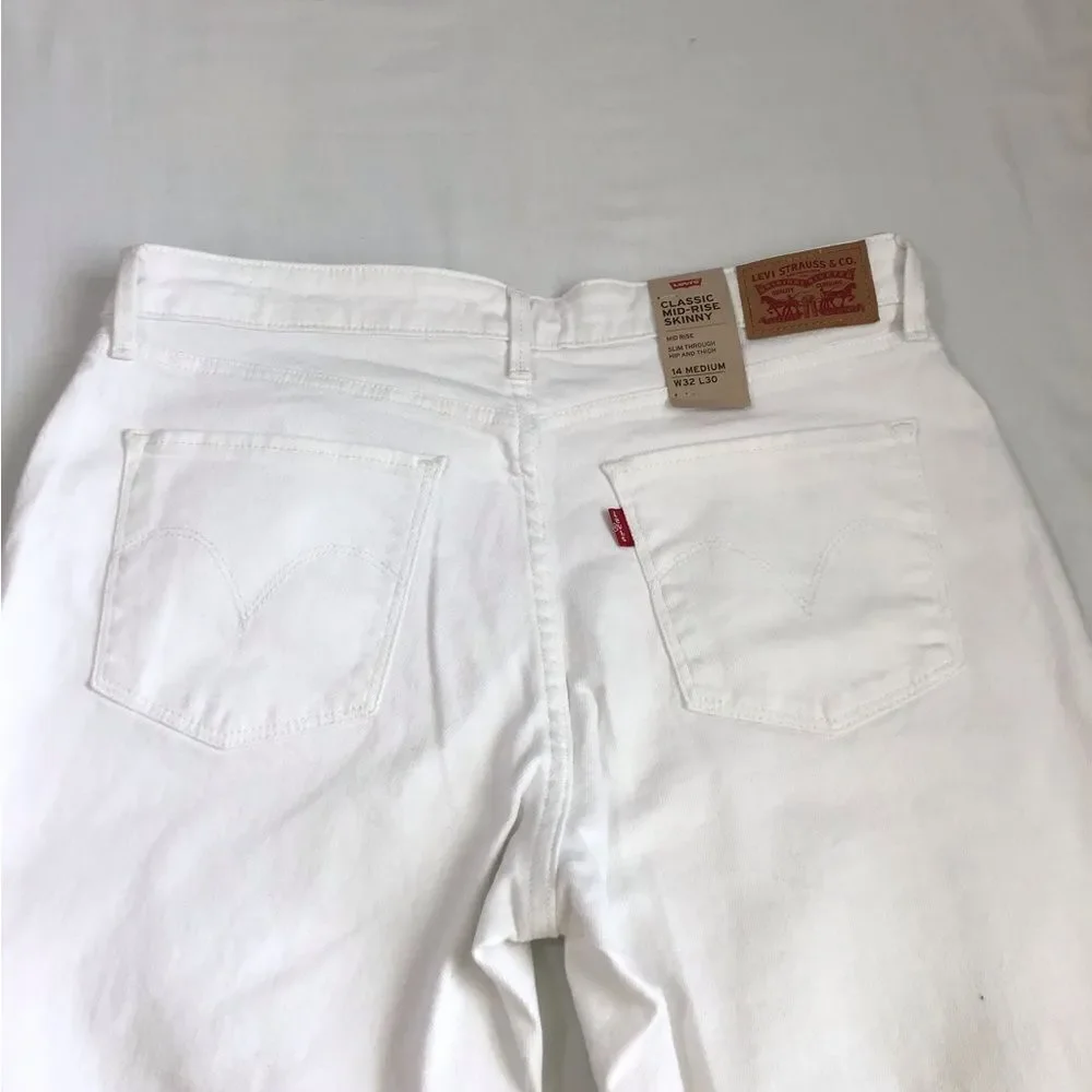Levi’s White Classic Mid Rise Skinny Jeans New Size 32